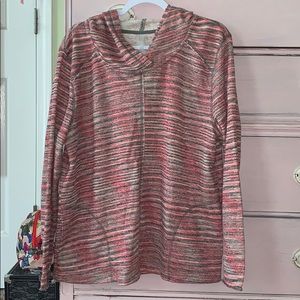 Pink & Gray Striped Hoodie w Pockets